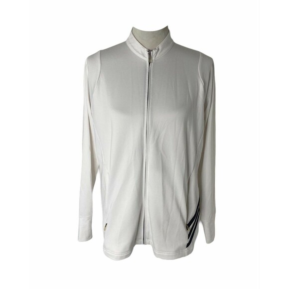 Adidas Women’s Track Jacet White Climalite Full Zip Light Long Sleeve Size Large - Picture 1 of 6